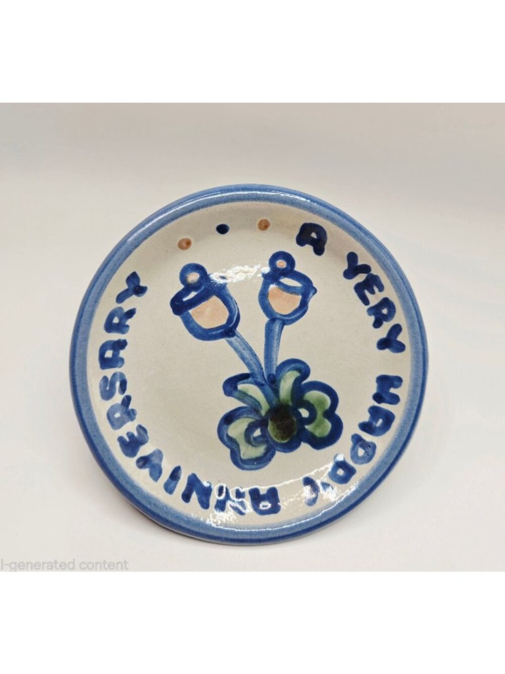 M.A. Hadley Pottery Plate Butter Pat Anniversary Hand-Painted, USA